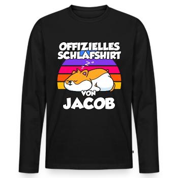 Offizielles Schlafshirt Von Jacob - Männer Premium Bio Langarmshirt - Schwarz - Vorne - Nico (187cm)
