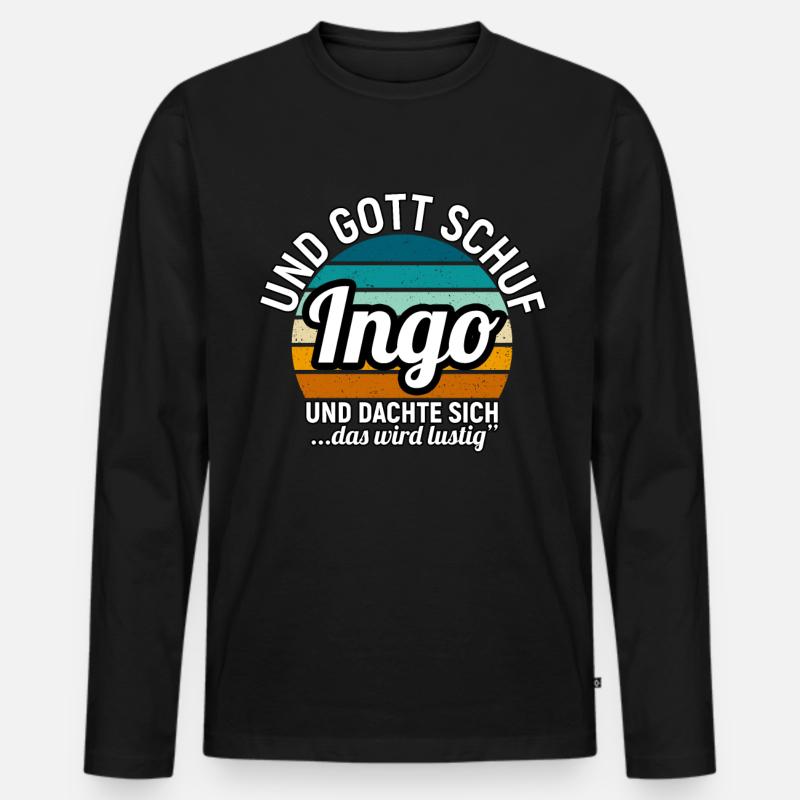 Ingo - Männer Premium Bio Langarmshirt - Schwarz
