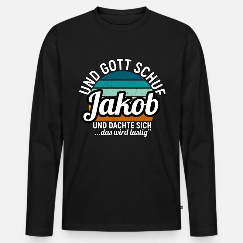 Jakob - Männer Premium Bio Langarmshirt - Schwarz