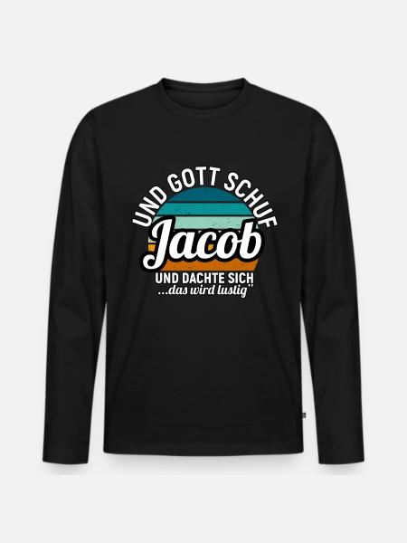 Jacob - Männer Premium Bio Langarmshirt - Schwarz