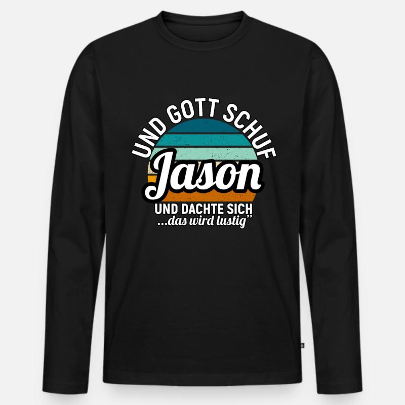 Jason - Männer Premium Bio Langarmshirt - Schwarz