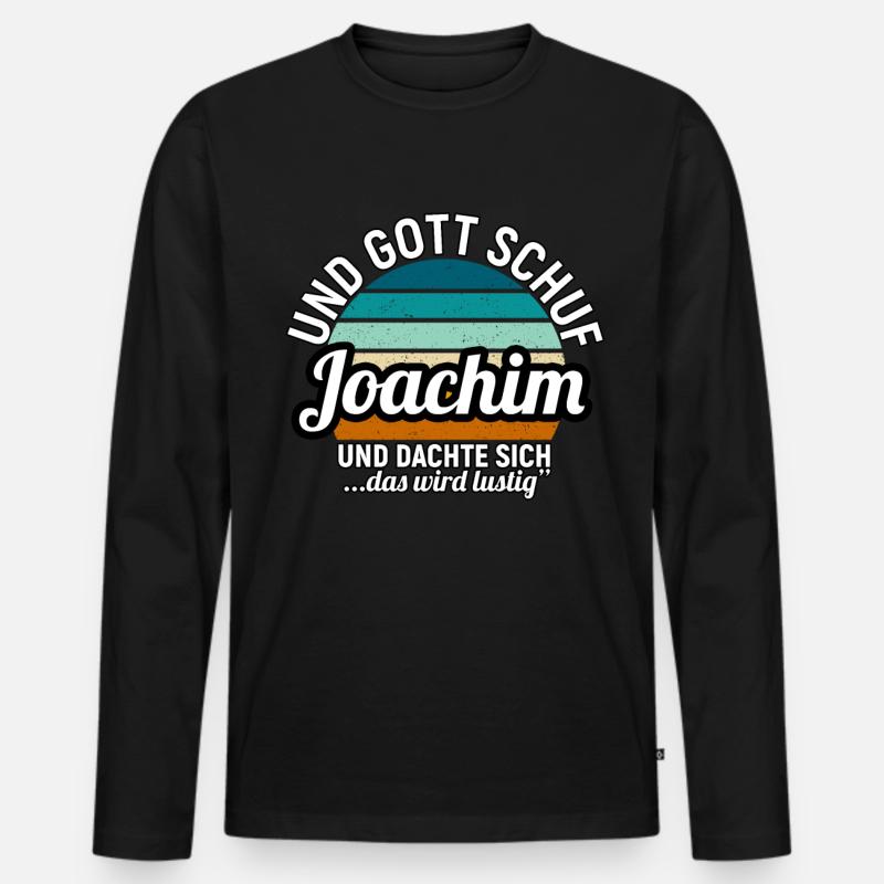 Joachim - Männer Premium Bio Langarmshirt - Schwarz