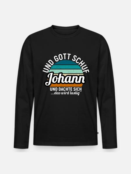 Johann - Männer Premium Bio Langarmshirt - Schwarz