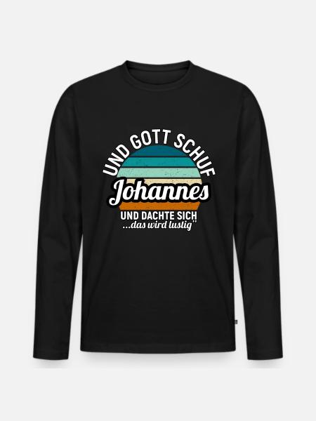 Johannes - Männer Premium Bio Langarmshirt - Schwarz