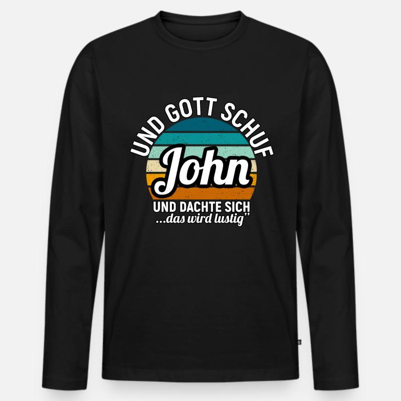 John - Männer Premium Bio Langarmshirt - Schwarz