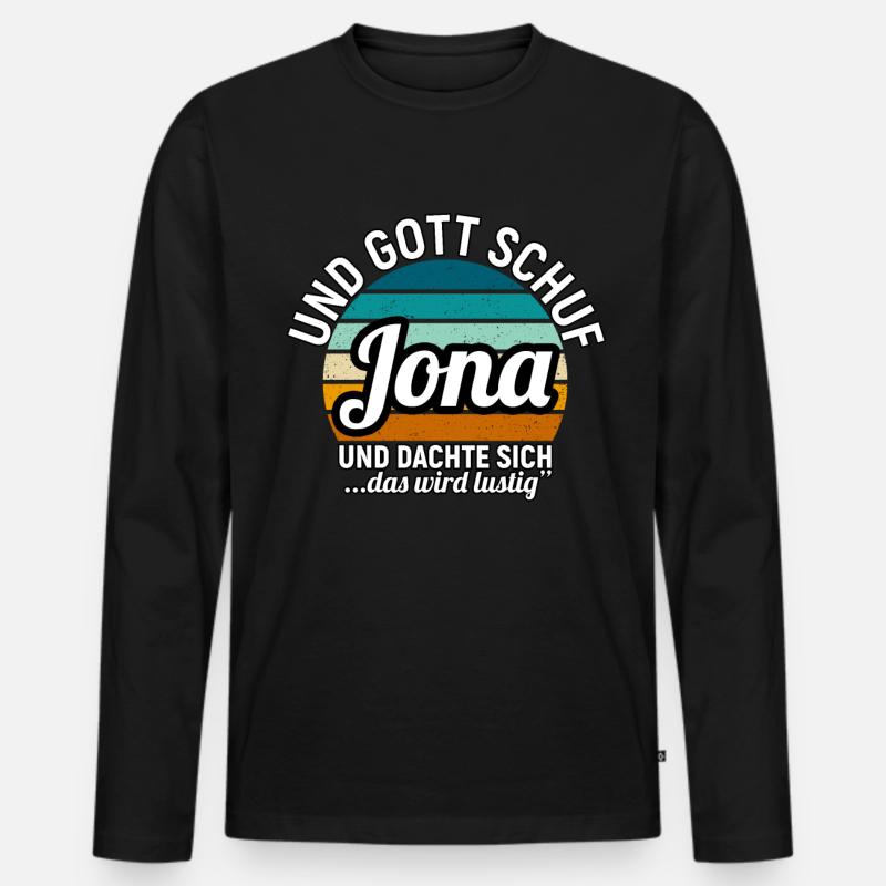 Jona - Männer Premium Bio Langarmshirt - Schwarz