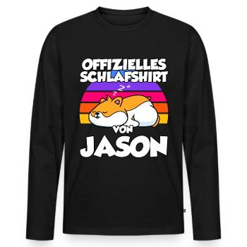 Offizielles Schlafshirt Von Jason - Männer Premium Bio Langarmshirt - Schwarz - Vorne - Nico (187cm)