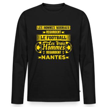 les vrais hommes regardent nantes club de foot - T-shirt manches longues Premium bio Homme - noir - Devant - Nico (187cm)