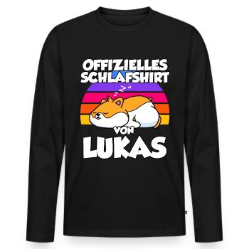 Offizielles Schlafshirt Von Lukas - Männer Premium Bio Langarmshirt - Schwarz - Vorne - Nico (187cm)