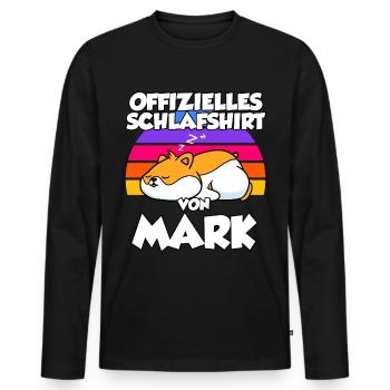 Offizielles Schlafshirt Von Mark - Männer Premium Bio Langarmshirt - Schwarz - Vorne - Nico (187cm)