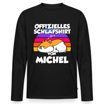 Offizielles Schlafshirt Von Michel - Männer Premium Bio Langarmshirt - Schwarz - Vorne - Nico (187cm)
