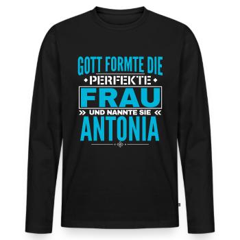 Antonia Nom Design - T-shirt manches longues Premium bio Homme - noir - Devant - Nico (187cm)