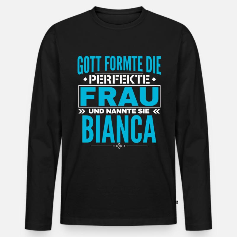 Bianca Name Design - Männer Premium Bio Langarmshirt - Schwarz