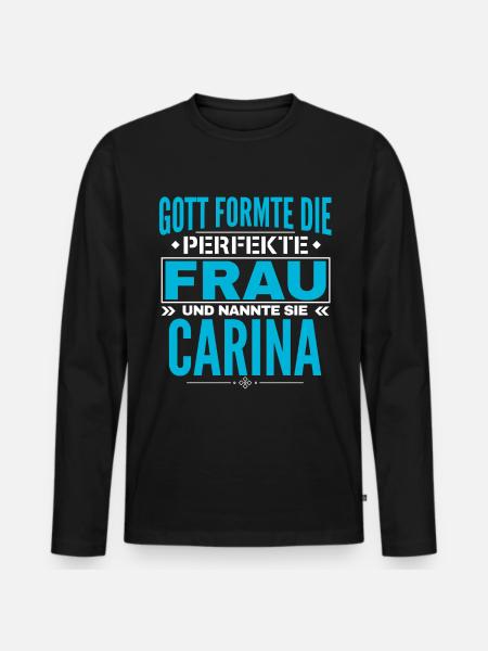 Carina Name Design - Männer Premium Bio Langarmshirt - Schwarz