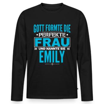 Emily Name Design - Männer Premium Bio Langarmshirt - Schwarz - Vorne - Nico (187cm)