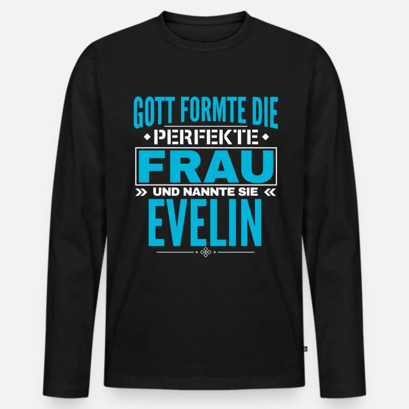 Evelin Name Design - Männer Premium Bio Langarmshirt - Schwarz