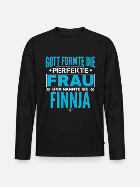 Finnja Name Design - T-shirt manches longues Premium bio Homme - noir