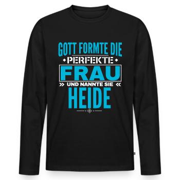 Heide Name Design - Männer Premium Bio Langarmshirt - Schwarz - Vorne - Nico (187cm)