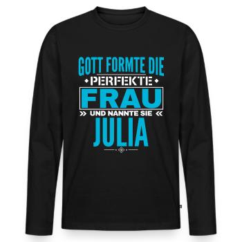 Julia Name Design - Men's Premium Organic Long Sleeve Shirt - black - Front - Nico (187cm)