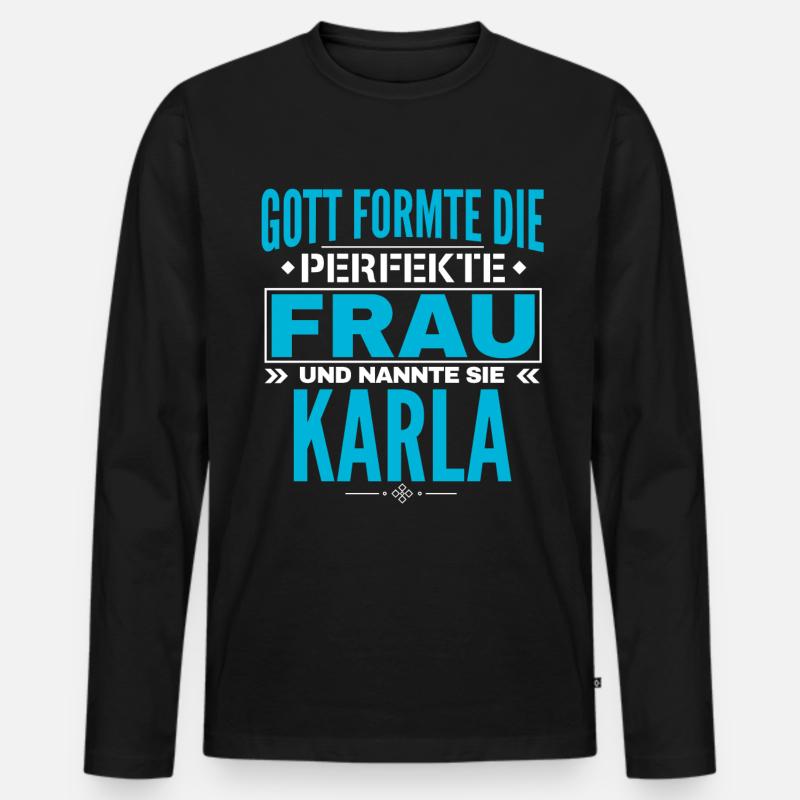 Karla Name Design - Männer Premium Bio Langarmshirt - Schwarz
