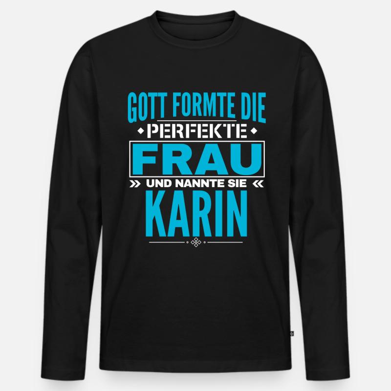 Karin Name Design - Männer Premium Bio Langarmshirt - Schwarz
