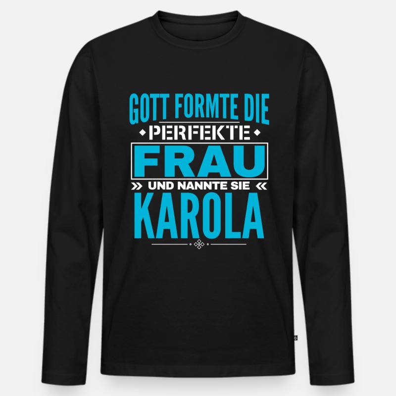 Karola Name Design - Männer Premium Bio Langarmshirt - Schwarz