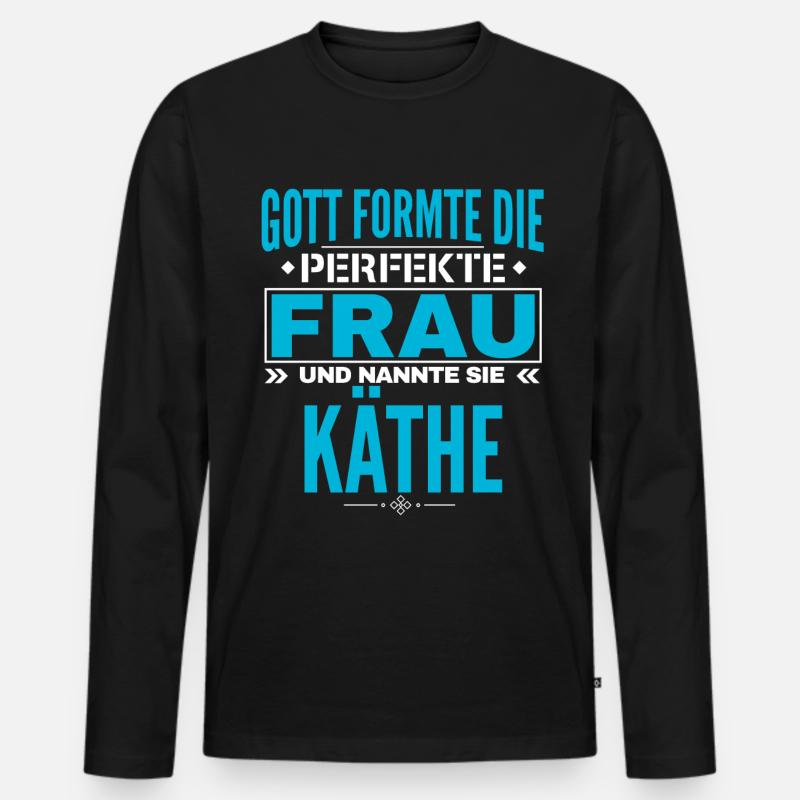Käthe Name Design - Männer Premium Bio Langarmshirt - Schwarz