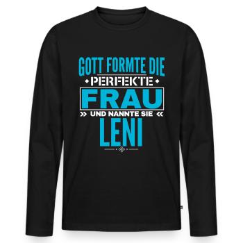 Leni Name Design - Männer Premium Bio Langarmshirt - Schwarz - Vorne - Nico (187cm)