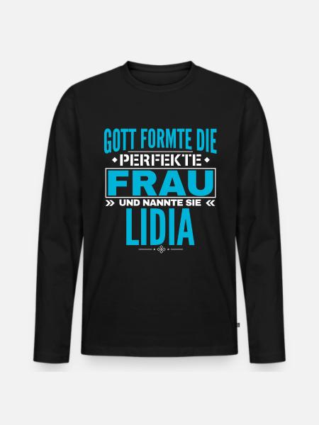 Conception du nom Lidia - T-shirt manches longues Premium bio Homme - noir