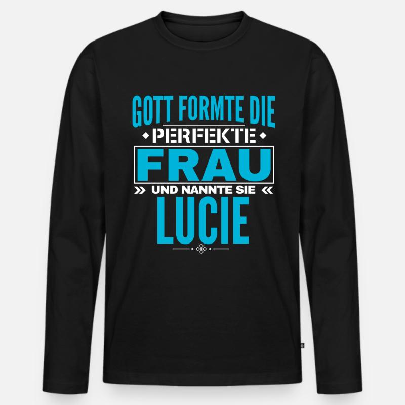 Lucie Name Design - Männer Premium Bio Langarmshirt - Schwarz
