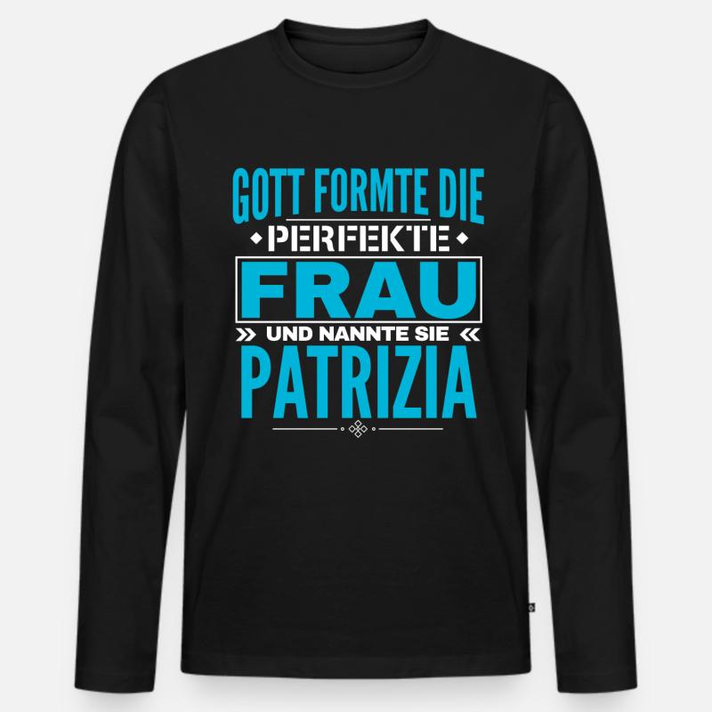 Patrizia Name Design - Männer Premium Bio Langarmshirt - Schwarz