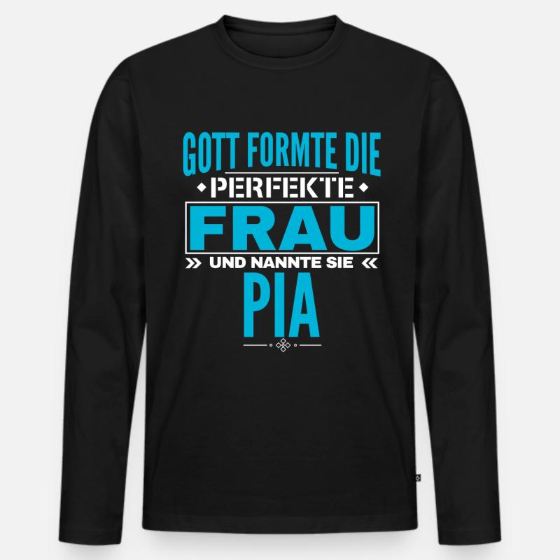 Pia Name Design - Männer Premium Bio Langarmshirt - Schwarz