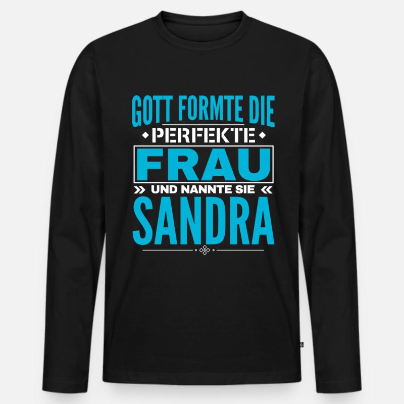 Sandra Name Design - Männer Premium Bio Langarmshirt - Schwarz