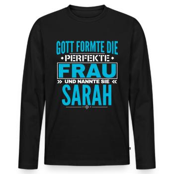 Sarah Name Design - Men's Premium Organic Long Sleeve Shirt - black - Front - Nico (187cm)
