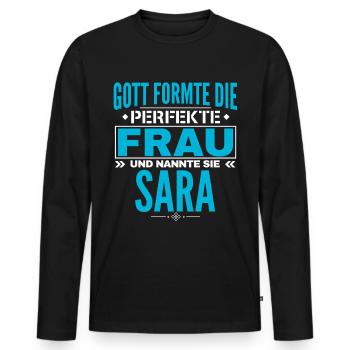 Sara Name Design - Männer Premium Bio Langarmshirt - Schwarz - Vorne - Nico (187cm)