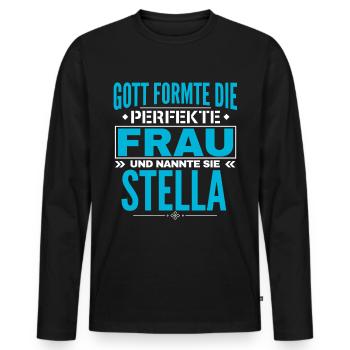 Stella Name Design - Männer Premium Bio Langarmshirt - Schwarz - Vorne - Nico (187cm)