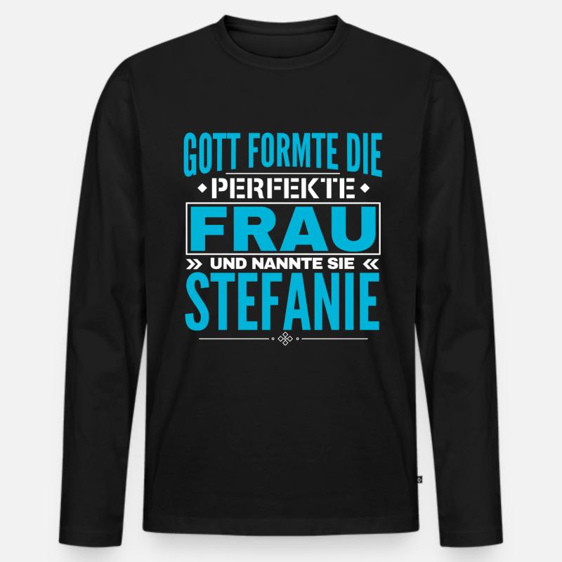 Stefanie Name Design - Männer Premium Bio Langarmshirt - Schwarz