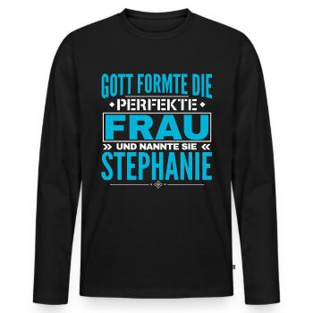 Conception de nom de Stéphanie - T-shirt manches longues Premium bio Homme - noir - Devant - Nico (187cm)
