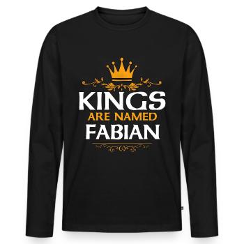 Fabian - Männer Premium Bio Langarmshirt - Schwarz - Vorne - Nico (187cm)