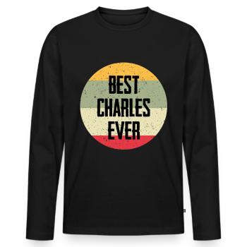 Best Charles Ever - Männer Premium Bio Langarmshirt - Schwarz - Vorne - Nico (187cm)