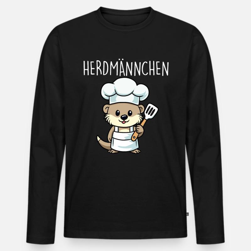 Herdmännchen Kochen - Männer Premium Bio Langarmshirt - Schwarz