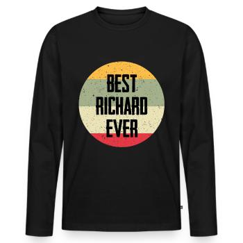Best Richard Ever - Männer Premium Bio Langarmshirt - Schwarz - Vorne - Nico (187cm)