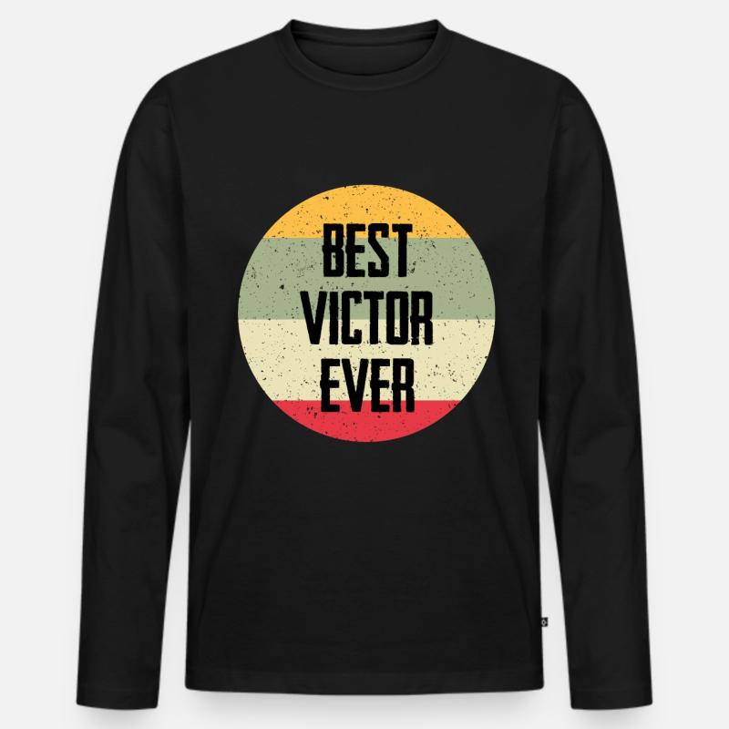 Best Victor Ever - Männer Premium Bio Langarmshirt - Schwarz