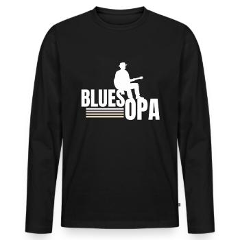 Blues guitar guitarist grandfather grandpa gift - Men's Premium Organic Long Sleeve Shirt - black - Front - Nico (187cm)