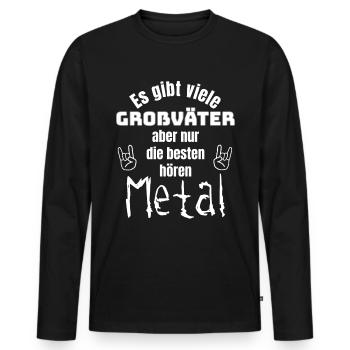 Grand-père en métal disant cadeau drôle - T-shirt manches longues Premium bio Homme - noir - Devant - Nico (187cm)