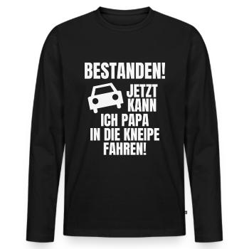 Fahranfänger Sohn Vater Papa Geschenk Lustig - Männer Premium Bio Langarmshirt - Schwarz - Vorne - Nico (187cm)