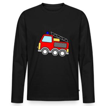 Fire Truck Children Fire Brigade Gift - Men's Premium Organic Long Sleeve Shirt - black - Front - Nico (187cm)