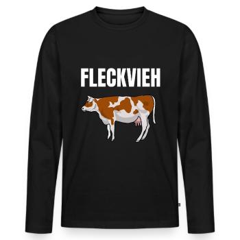 Fleckvieh Kuh Milchbauer Landwirt Geschenk - Männer Premium Bio Langarmshirt - Schwarz - Vorne - Nico (187cm)