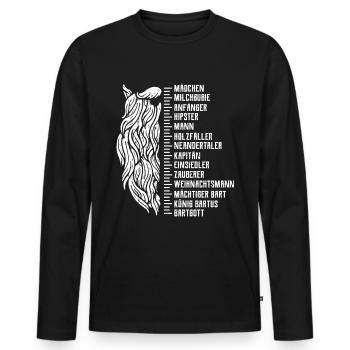Barbe barbe règle règle barbe cadeau - T-shirt manches longues Premium bio Homme - noir - Devant - Nico (187cm)