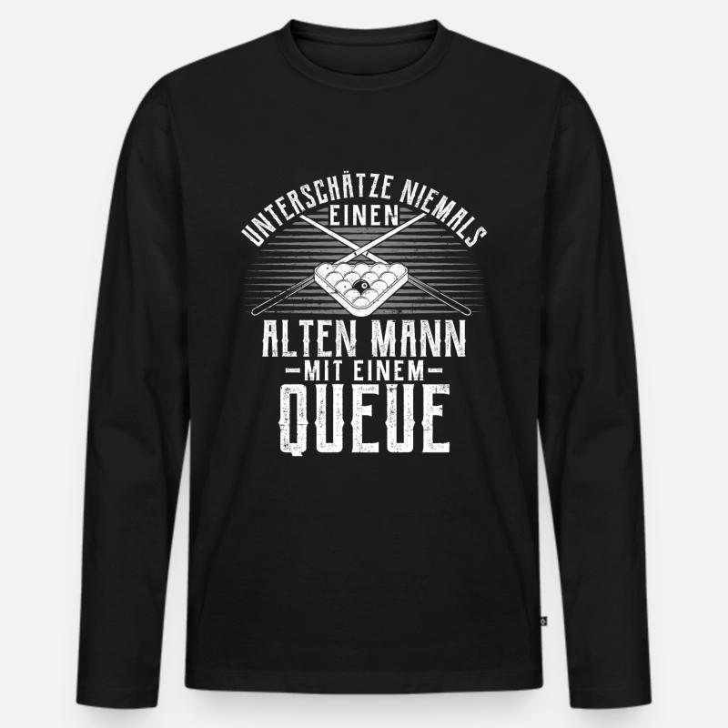 Billard Poolbillard Snooker Queue EKG Geschenk - Männer Premium Bio Langarmshirt - Schwarz